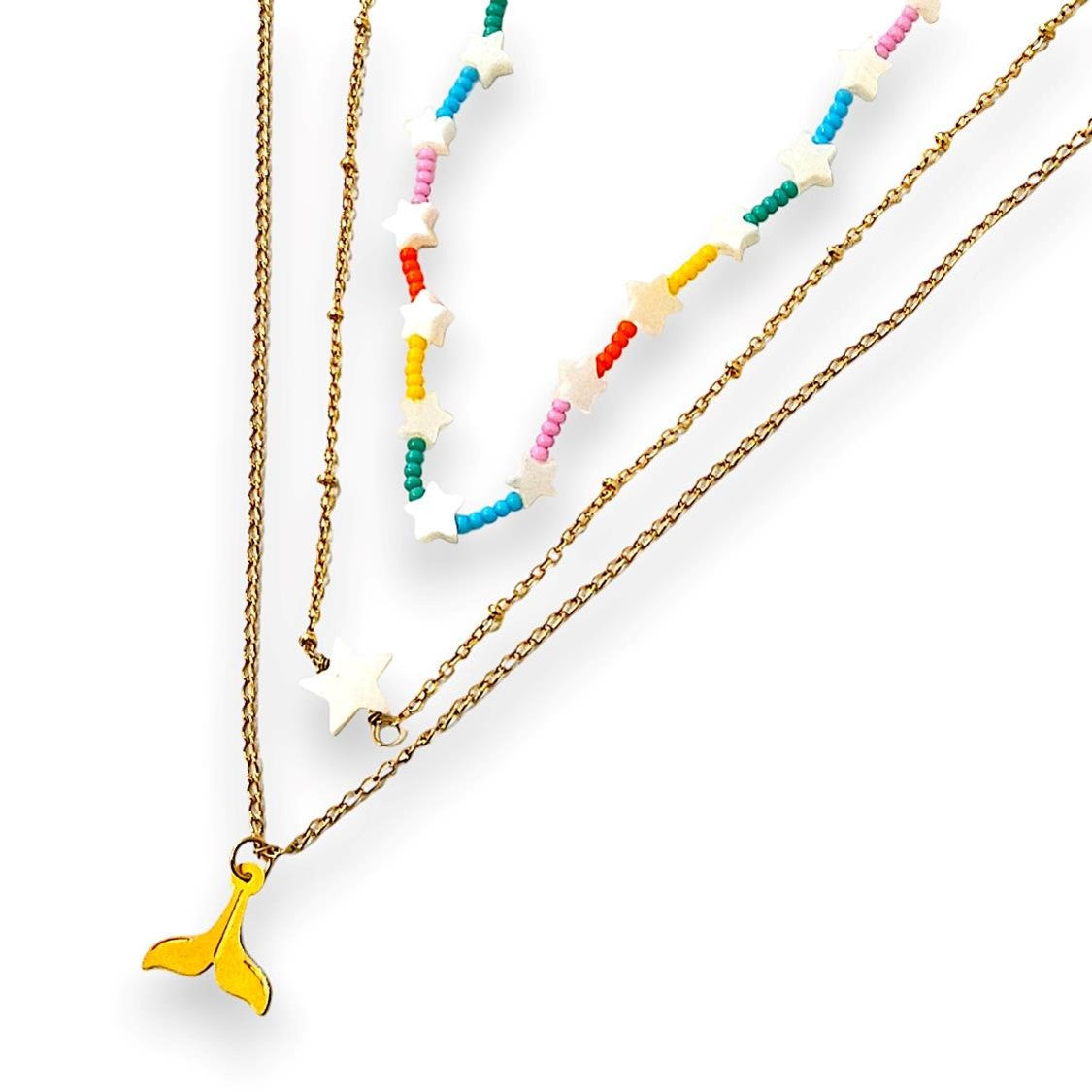 Whale Tail Pendant Necklace, Star Pendant Necklace and Stars Necklace