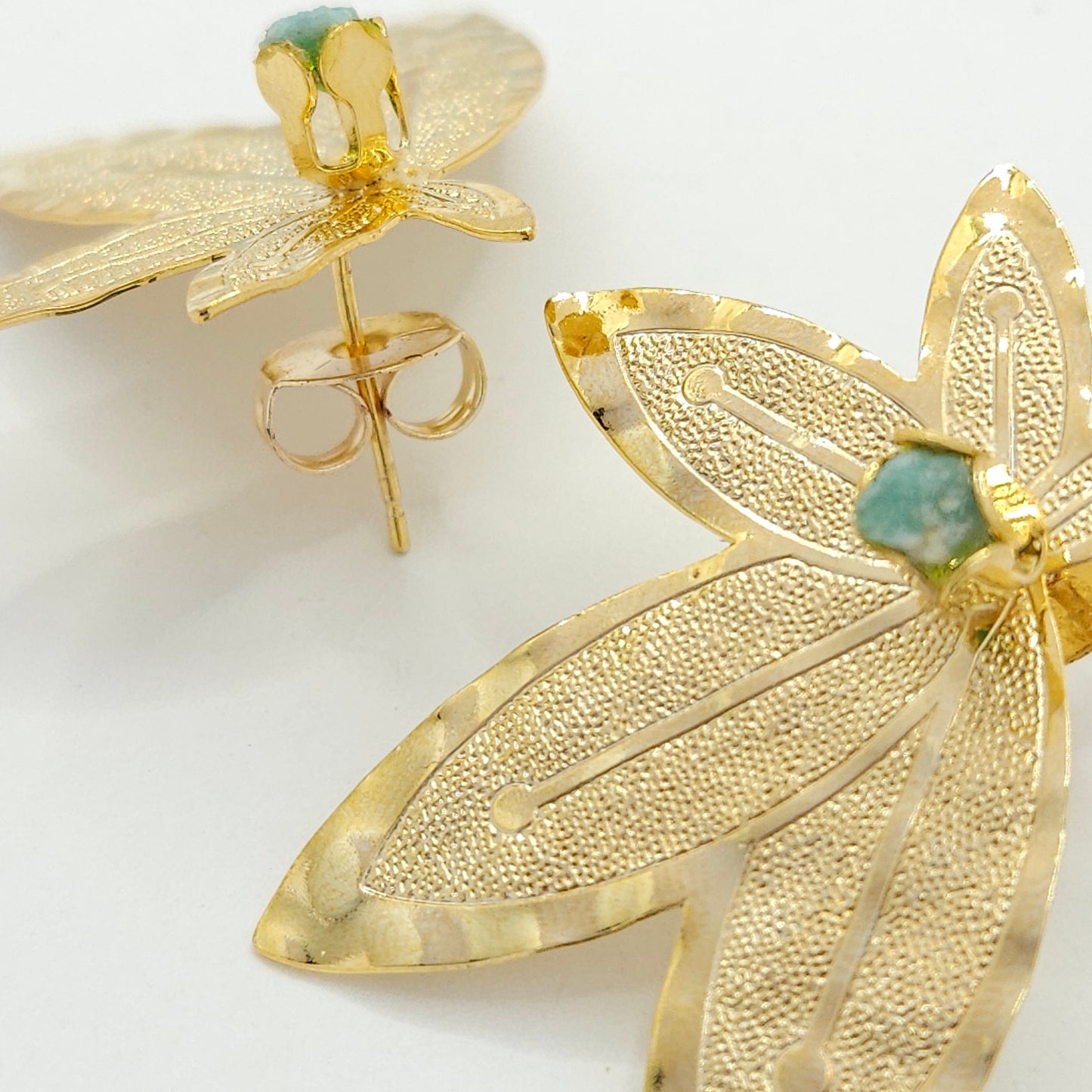 Gold Half Leave with Emerald Murralla Earrings