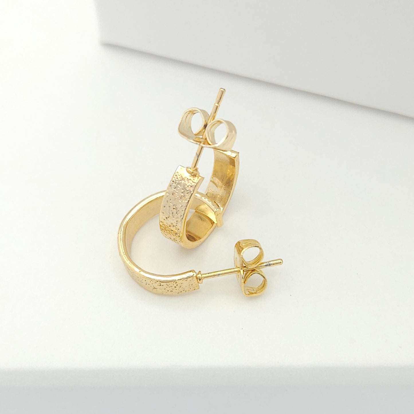 Gold Hammered Hoops
