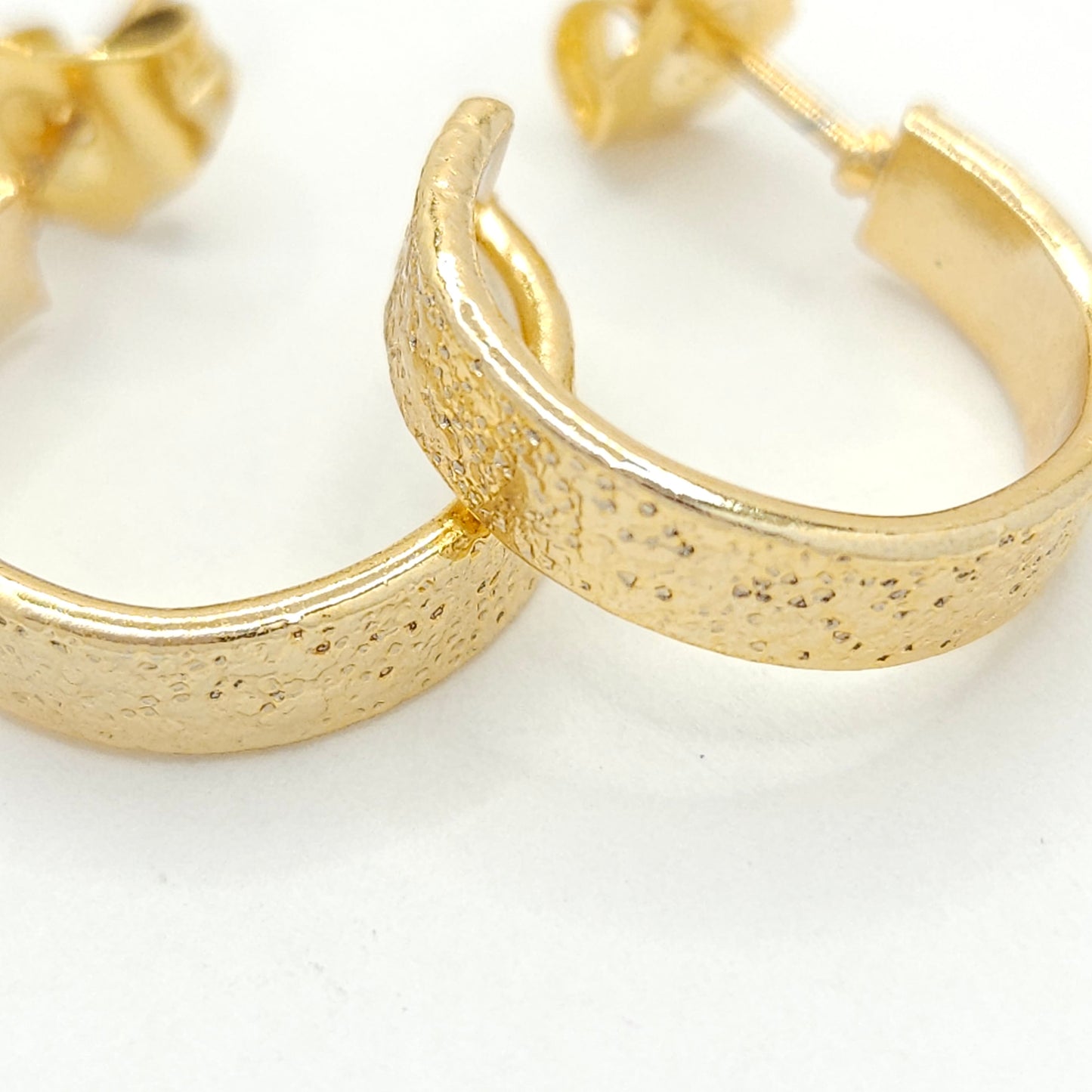 Gold Hammered Hoops