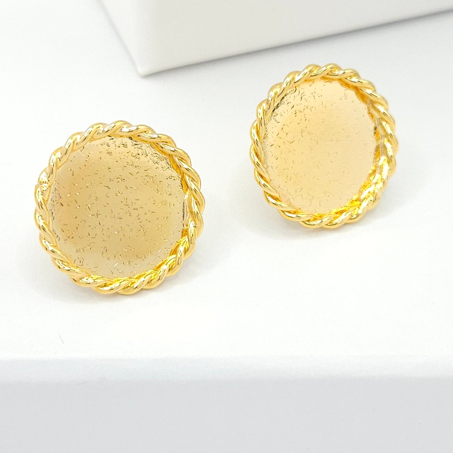 Gold Round Earrings