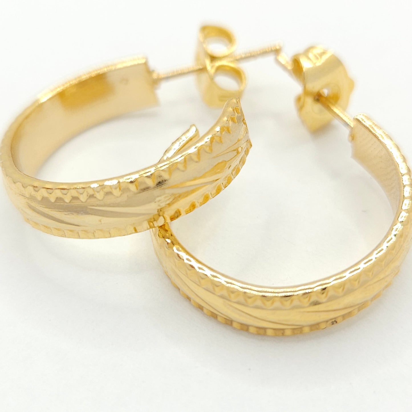 Gold Striped Hoops