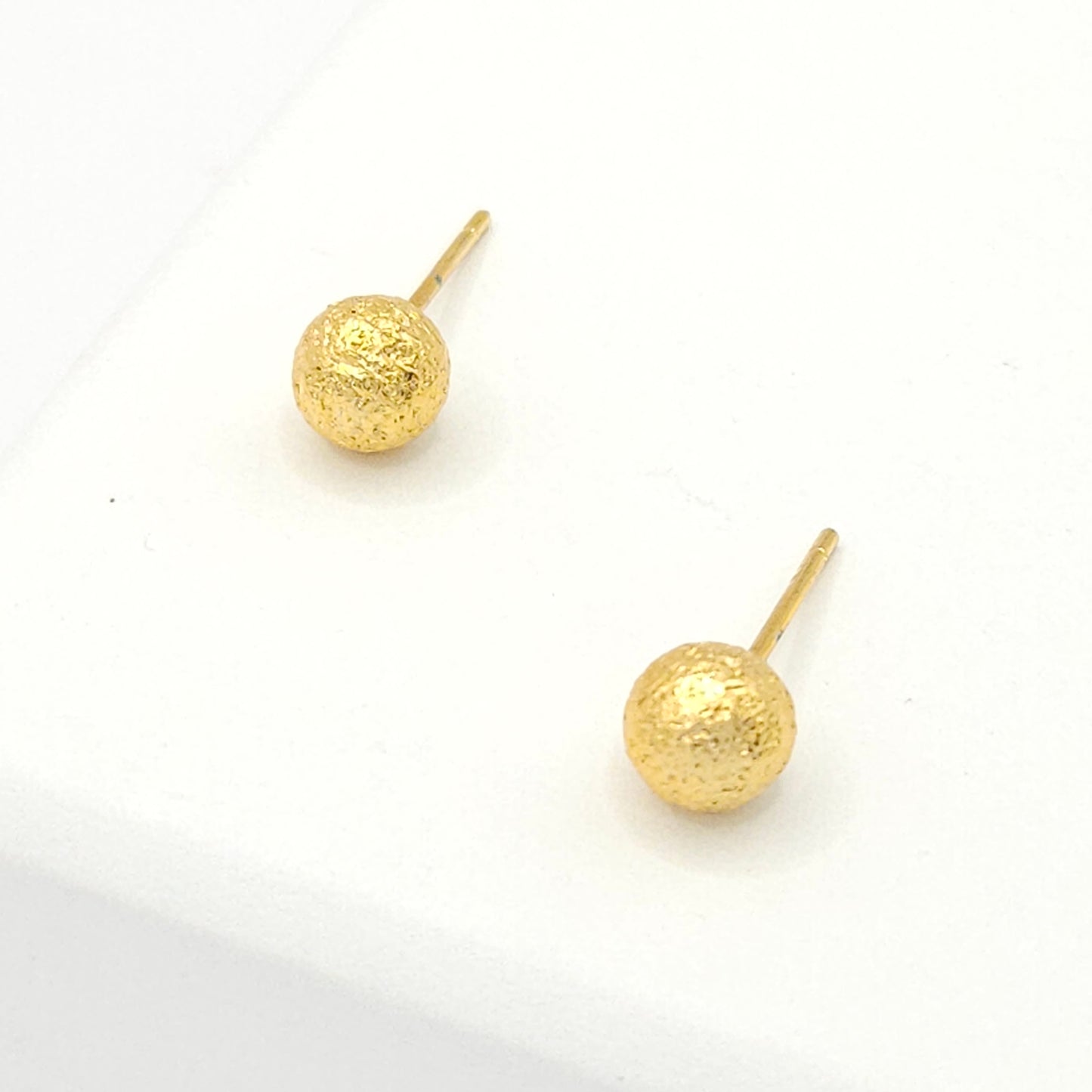 Gold Textured Ball Stud Earrings