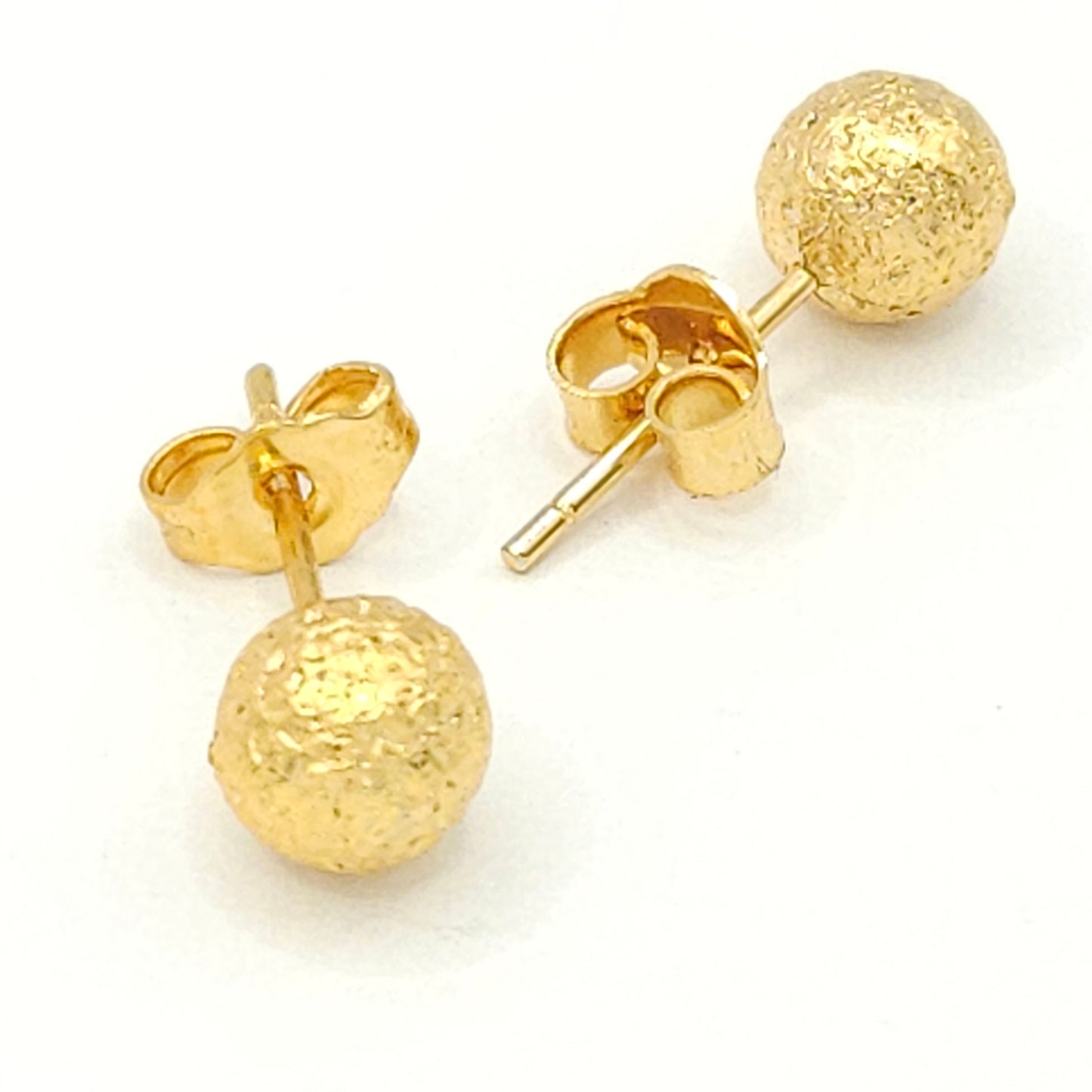 Gold Textured Ball Stud Earrings