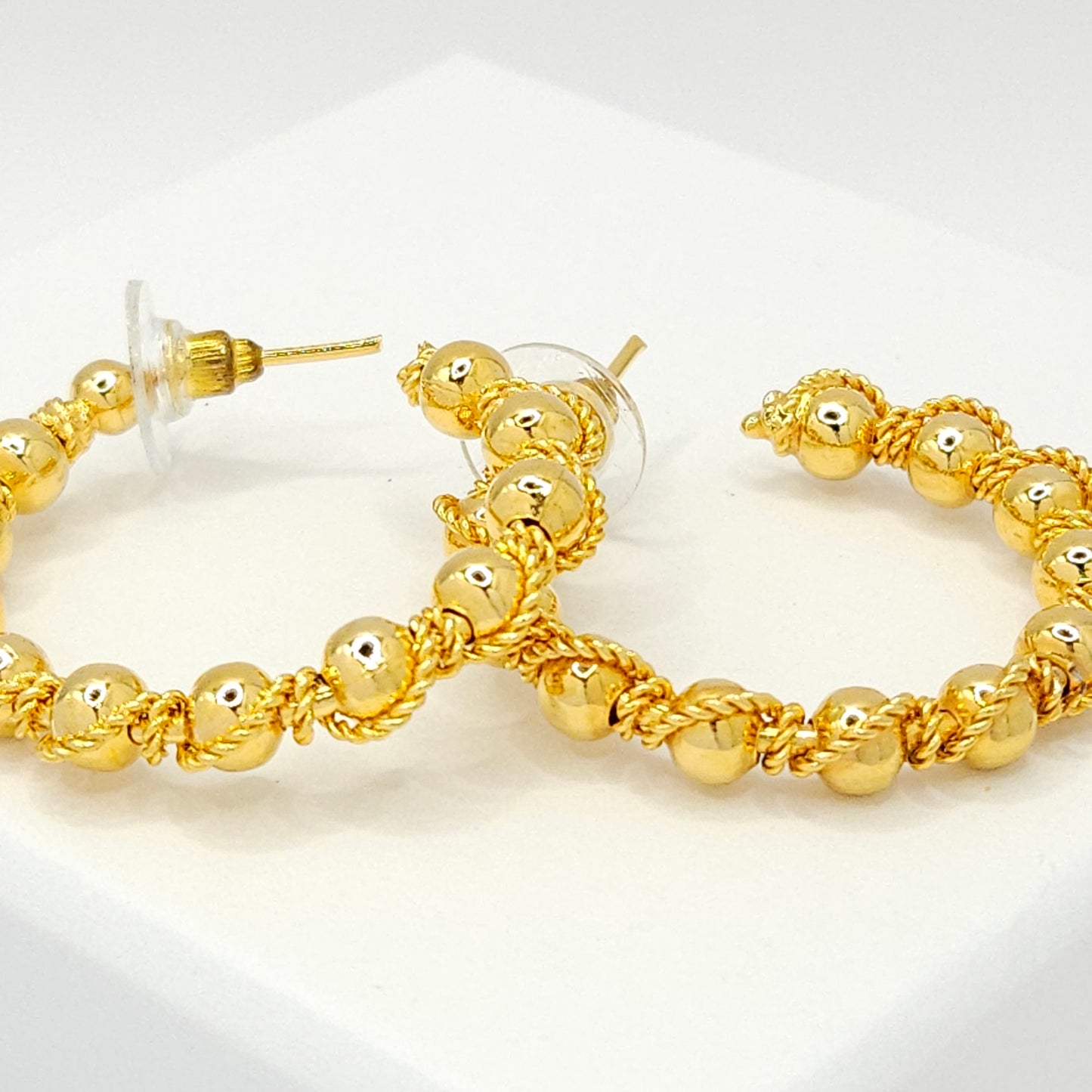 Golden Sphere Hoops