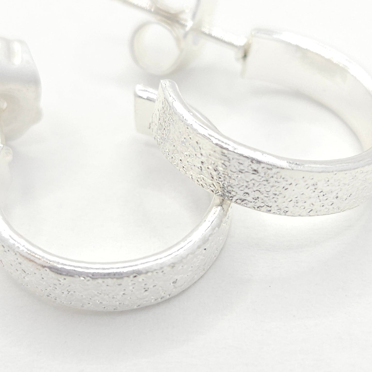 Silver Hammered Hoops