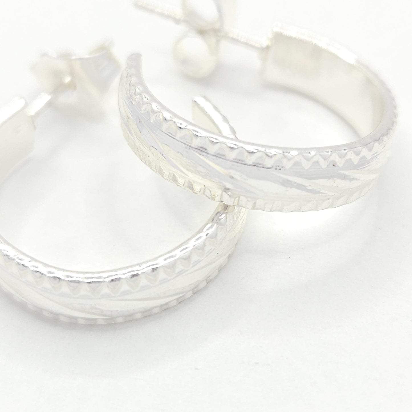 Silver Striped Hoops