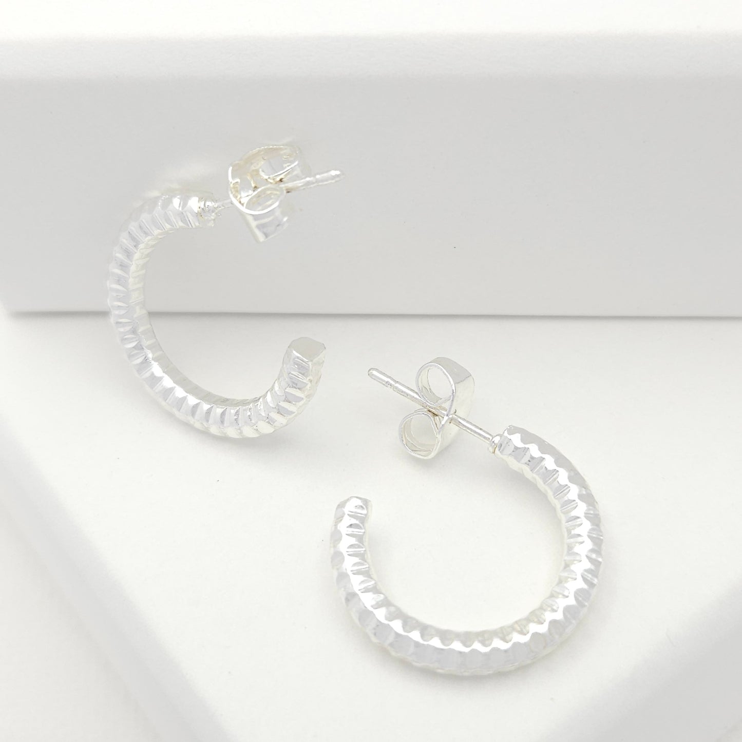 Silver Twisted Hoops