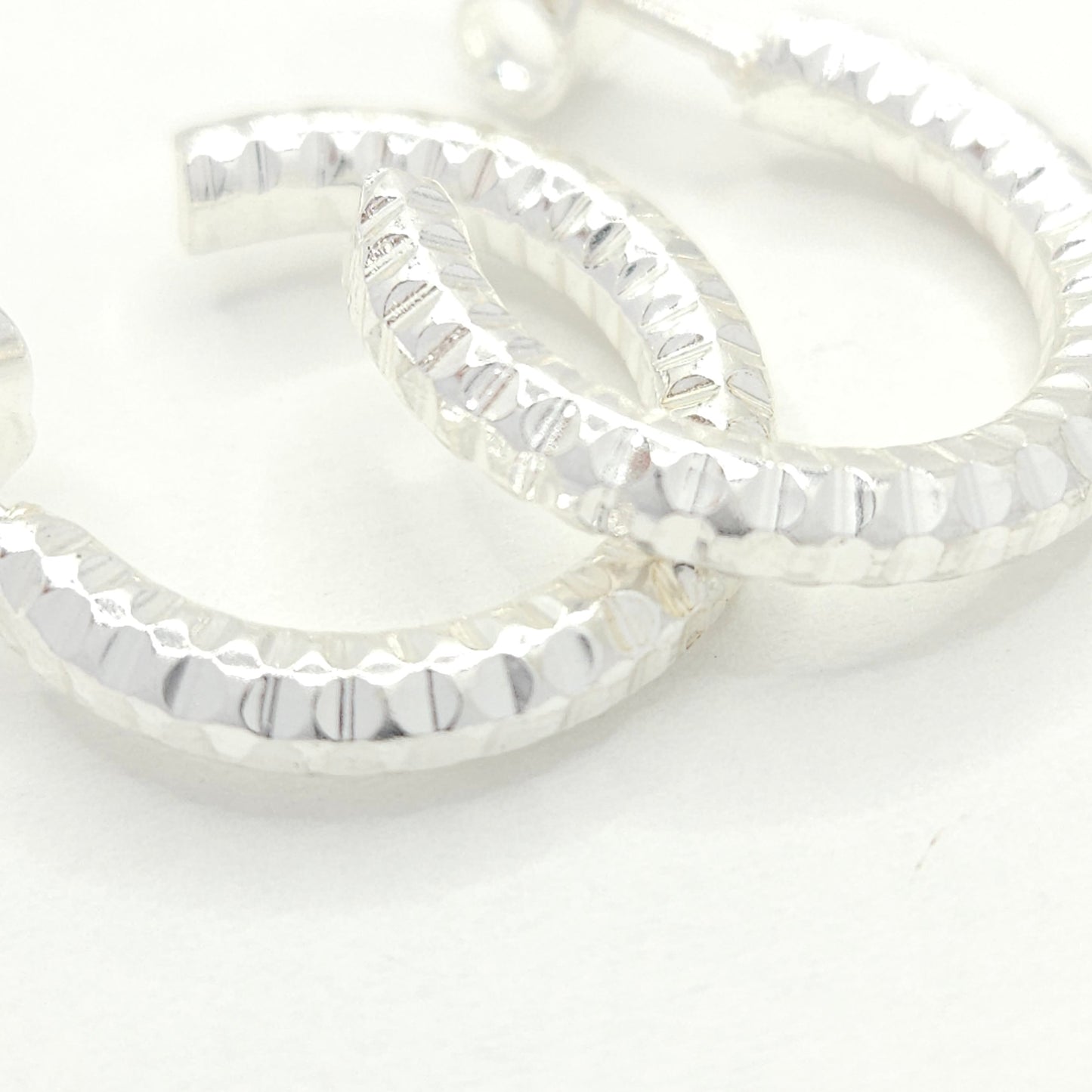 Silver Twisted Hoops