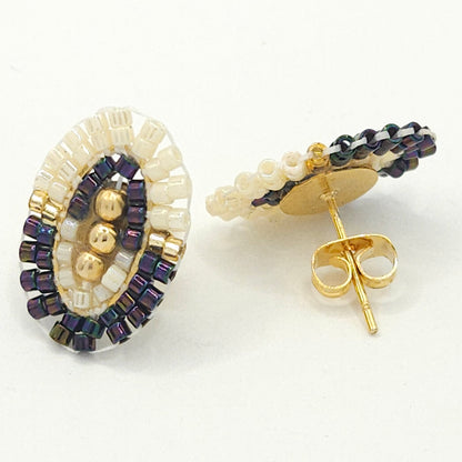Miyuki Oval Stud Earrings