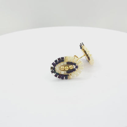 Miyuki Oval Stud Earrings