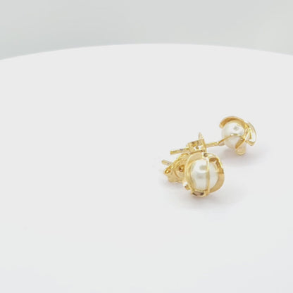 Floral-Inspired: Pearl Stud Earrings