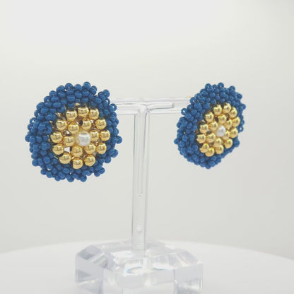 Round Beaded Stud Earrings