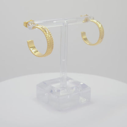 Gold Striped Hoops