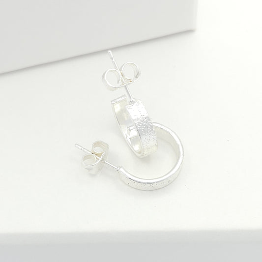 Silver Hammered Hoops