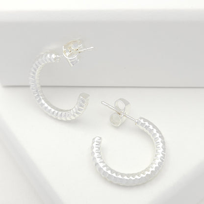 Silver Twisted Hoops